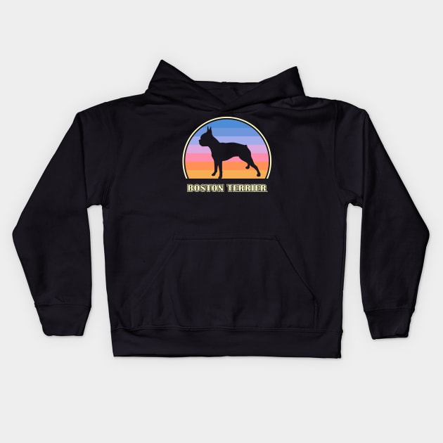 Boston Terrier Vintage Sunset Dog Kids Hoodie by millersye